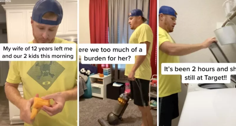 Dad films hilarious TikTok after wife's 'addiction' takes her away