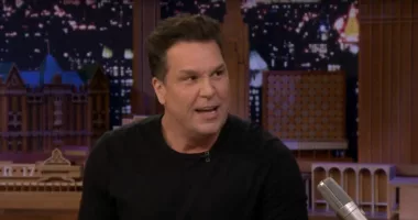 Dane Cook looking mad on the set of The Tonight Show