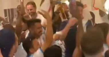 England's players arrived back at their base to be met by jubilant scenes involving locals