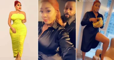 “Somebody is now showing skin” – Moyo Lawal taunts Peggy Ovire as she shares video with hubby