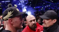 Tyson Fury (left) has revealed talks are underway to stage his fight against Oleksandr Usyk (right) in Saudi Arabia
