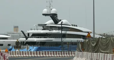 The United States is looking to seize a sleek $156million superyacht belonging to a sanctioned Russian oligarch and parliamentarian now docked in Dubai