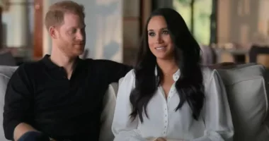 Prince Harry and Meghan Markle in a still Netflix's Harry & Meghan