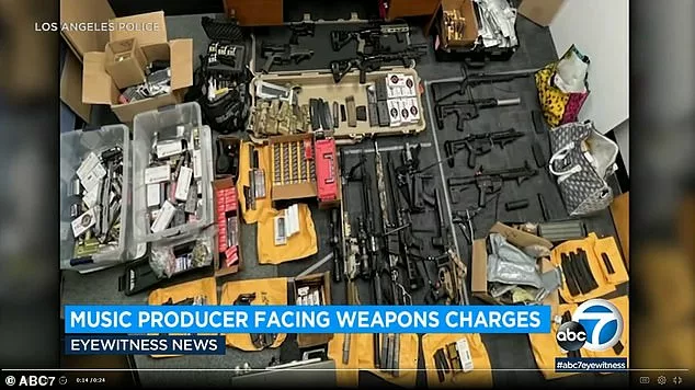 This is the lot of guns and ammunition found during a raid of Max Adam Lord's studio