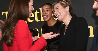 Kate Middleton (pictured, left) speaks with Rochelle Humes (centre) and Kate Silverton (right) at the pre-campaign launch event for the Shaping Us campaign at BAFTA tonight