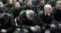 Some 180,000 Russians have been killed or wounded during the war on Ukraine. Pictured: Newly-conscripted soldiers in Russia