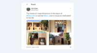 Tweet shared by Alex Shams, with the picture of Khomeini house in Iran.