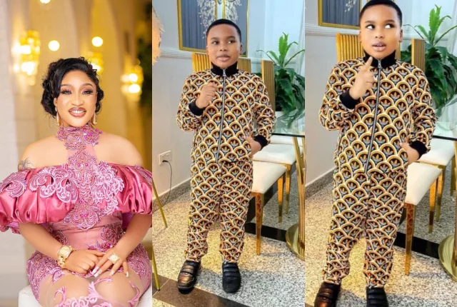 King is beginning to look like his mum – Reactions as Tonto Dikeh shows off son, King Andre