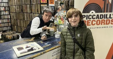 Schoolboy John Denton, 12, went to meet Johnny Marr at a signing event at Manchester's Piccadilly Records store, where John eagerly asked him for advice about forming a band