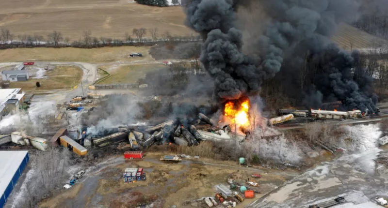 Photos: Officials urge holdouts to evacuate near fiery derailment, fearing explosion