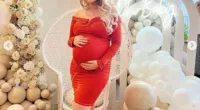 Oh baby: Amy Hart showed off her bump as she celebrated with friends and family at her 'not a baby shower' pre-birth lunch