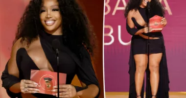 SZA sizzles in barely-there little black dress at the 2023 Grammys