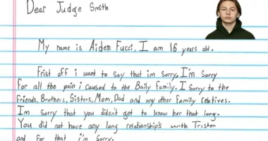 Aiden Fucci pens apology letter to judge, Tristyn Bailey's family