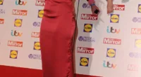 Show-stopping: Brooke Vincent looked stunning on the red carpet in a silky red dress complete with a train