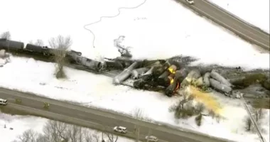 Homes evacuated following fiery train derailment in Minnesota