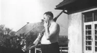 Nazi Amon Goeth, pictured here on the balcony of his villa from where he shot Jews held in the concentration camp in Plaszow