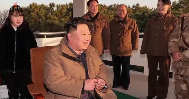 Photographs show Kim Jong Un watching the Hwasong-17 launch with his daughter, Kim Ju Ae, who was wearing a £2,300 Christian Dior jacket