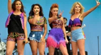 Round two: The Saturdays show off some leg as they entertain the crowds at Virgin Media's V Festival - as Marvin Humes, Ben Foden and Niall Horan watched from the side of the stage