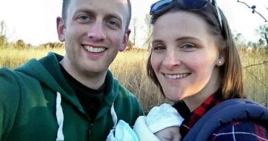 Matthew Howell (left) told his wife's inquest yesterday that Lucy (right) had 'wrestled' with the decision of whether to go for a c-section or vaginal birth, given her 'unique' medical history