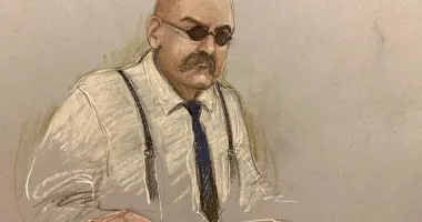 Charles Bronson seen in a court sketch by the artist Elizabeth Cook