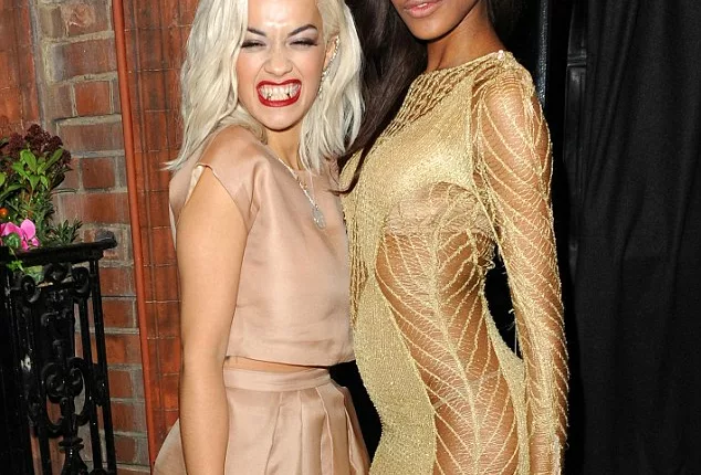 Grrr: Rita Ora and Jourdan Dunn vamped up their looks as they attended the Harper's Bazaar afterparty on Tuesday evening at Claridge's