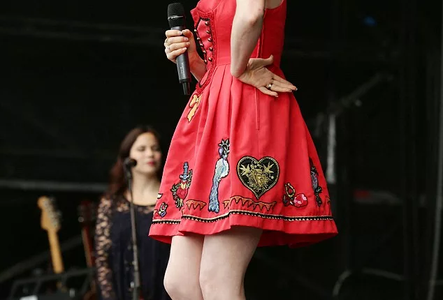 Ready to party: Sophie Ellis-Bextor strikes a pose on stage during T in the Park