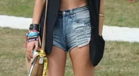 Legs eleven: Laura Whitmore (L) and Pixie Lott (R) showed off their slim legs at V Festival on Sunday in Essex