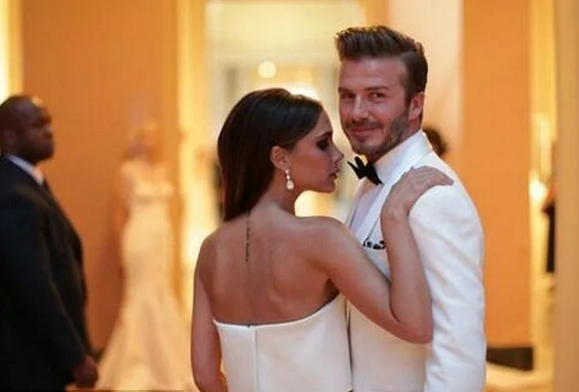 Romantic: Victoria and David Beckham leaving for New York's prestigious Met Gala last night. Fashion designer Victoria tweeted the picture with the note : 'So proud to share such a great evening with my wonderful husband x vb #MetGala #CharlesJames'
