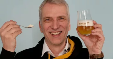 Stefan Fritsche (pictured), 56, CEO of the Neuzeller Klosterbrauerei near Berlin, Germany, promises that all you need is some water and a spoon to mix the drink - and a 'perfect' beer will be ready in just 90 seconds