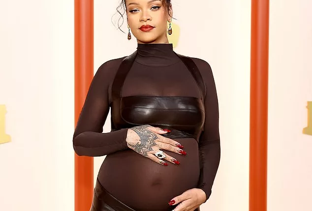 Struggle: Rihanna, 35, shared one of the troubles of parenthood Saturday in a sweet video featuring her adorable 10-month-old son; Pictured 2023