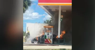 Vehicle erupts in flames at Seminole County gas station