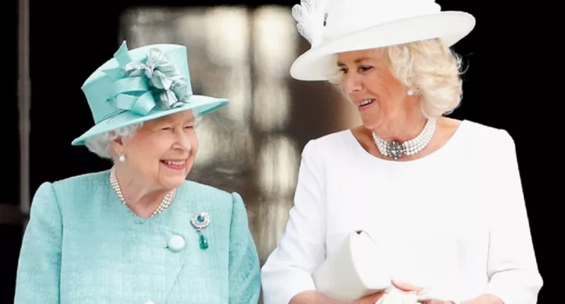 Queen Elizabeth II and Camilla Parker Bowles, whose former aide said she may wear bright colors to honor late queen at Royal Ascot, attend a Ceremonial Welcome in the Buckingham Palace Garden
