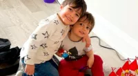 Yaakov Hal, four, (left) mischievously encouraged his two-year-old brother Elisha (right) to climb out of his crib so they could keep playing