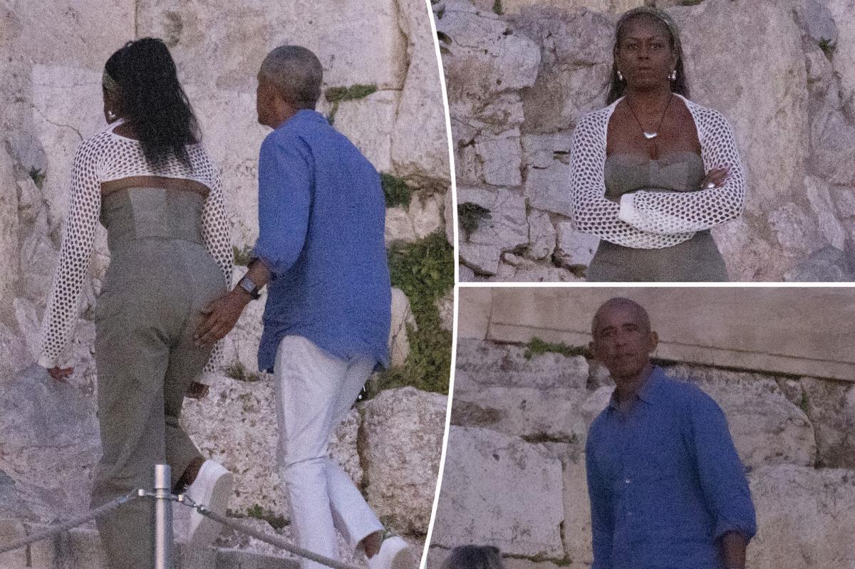 Barack Obama taps Michelle's butt during family vacation in Greece