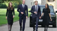 Kate Middleton, Prince William, Prince Harry, and Meghan Markle during Queen Elizabeth's week of mourning in 2022