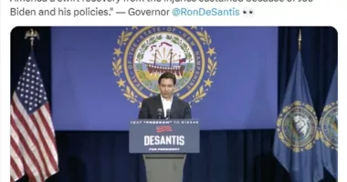 DeSantis mocks Biden's embarrassing fall by wishing America recovers from the president's policies