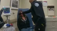 Russell Maranto, 28, a Colorado police officer has been fired after being captured on bodycam punching a handcuffed woman directly in the face