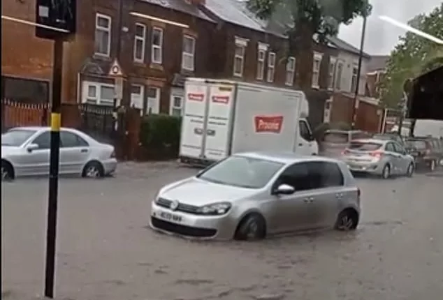 Video showed cars submerged in deep water after heavy rain in Birmingham yesterday