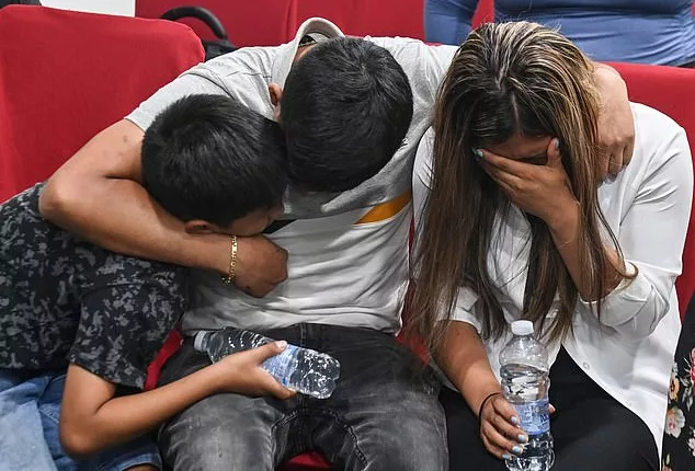 Relatives of the missing five-year-old girl, Kataleya, weep during a religious ceremony at the Baptist church on Sunday