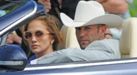 Jennifer Lopez and Jason Statham driving on the set of 'Parker'.