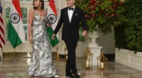 Naomi Biden Neal and Peter Neal arrive for the State Dinner for the prime minister of India
