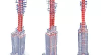 Renderings for the new skyscraper in Times Square shows where the 40-story drop would be in red