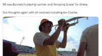 Poignant moment Barmy Army trumpeter plays Amazing Grace at Ashes in tribute to Nottingham victims