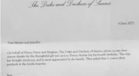 Meghan and Harry's thank you letter after a Montecito store delivered a free bike for his 4th birthday last month