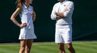 He may have won 20 Grand Slam titles – but Roger Federer (right) proved no match for the Princess of Wales (left) when they met on a Wimbledon tennis court