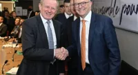 Simon Crean will be remembered as one of the most significant political figures of modern Labor, with his career as a parliamentarian spanning 23 years (pictured left with prime minister Anthony Albanese)