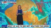 Sky News meteorologist Bradlyn Oaks (pictured) warned some areas of the Northern Territory and Queensland could be hit with up to 150mm of rain