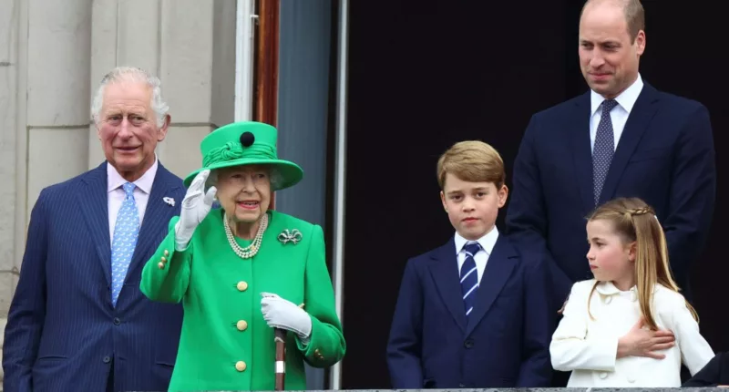Queen Elizabeth II, and then-Prince Charles, who used 7-words to convince the queen to stand on a balcony during the Platinum Jubilee Pageant, with other royal family members