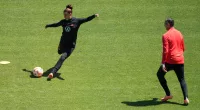 Alex Morgan trains with USWNT coach Vlatko Andonovski in San Jose, Calif., on July 8, 2023. (John Todd—USSF/Getty Images)