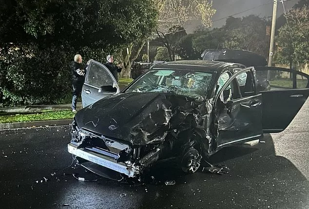 The hit-and-run incident involving an allegedly stolen black Holden Calais sedan on Holland Road in Melbourne